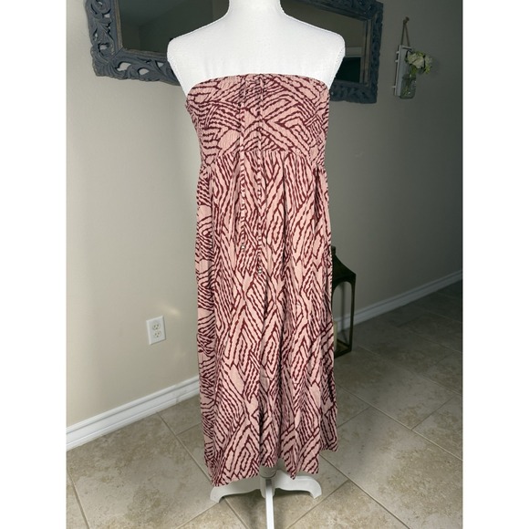 The Unbranded Brand Dresses & Skirts - Handmade Thailand Strapless Tube Dress Pink Burgundy Zebra Print Rayon Boho M